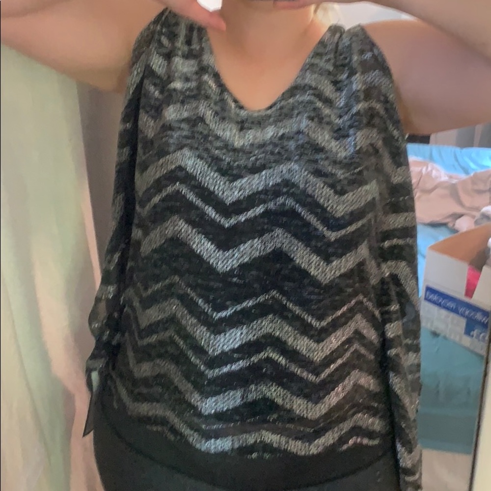 Silver and black top